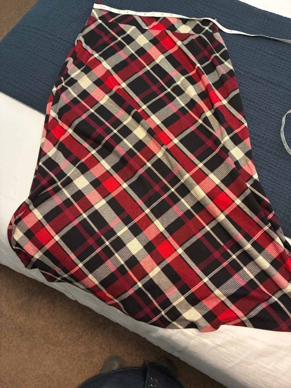 Classic Red Plaid Midi Skirt
